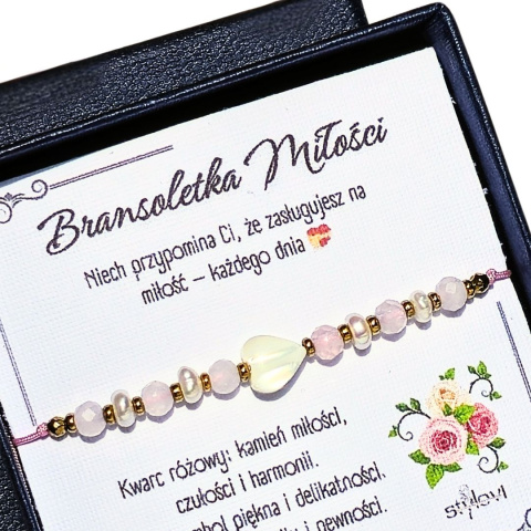 bransoletka Miłości - Perłowe Chwile - kwarc różowy, perły naturalne, serce, hematyt bransoletka Miłości - Perłowe Chwile - kwarc różowy, perły naturalne, serce, hematyt