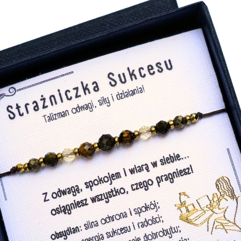 bransoletka Strażniczka Sukcesu - obsydian, cytryn, piryt, tygrysie oko, hematyt