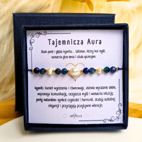 bransoletka "Tajemnicza Aura" - Głos Intuicji - perły naturalne, kyanit bransoletka "Tajemnicza Aura" - Głos Intuicji - perły naturalne, kyanit