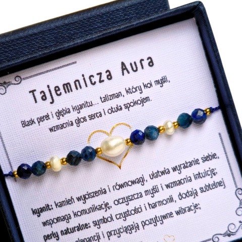bransoletka "Tajemnicza Aura" - Głos Intuicji - perły naturalne, kyanit bransoletka "Tajemnicza Aura" - Głos Intuicji - perły naturalne, kyanit
