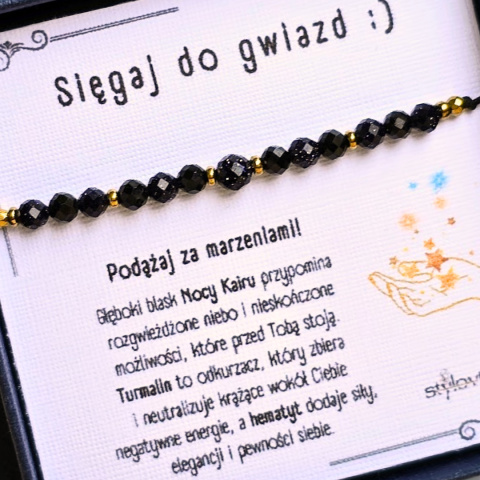 bransoletka ochronna "Sięgaj do gwiazd :)" - turmalin, noc kairu, hematyt bransoletka ochronna "Sięgaj do gwiazd :)" - turmalin, noc kairu, hematyt
