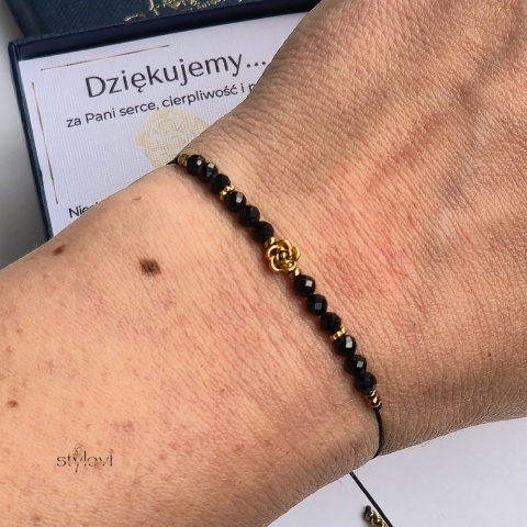 Bransoletka „Róża Wdzięczności” - podziękowanie dla nauczycielki - turmalin, hematyt