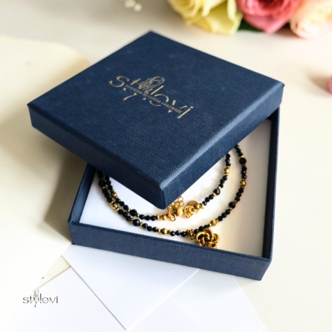 naszyjnik NOIR ROSE: turmalin, hematyt, róża