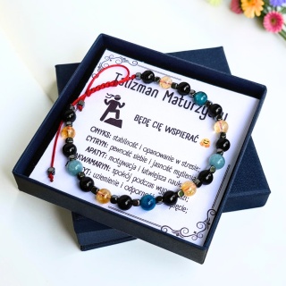 męska bransoletka Talizman Maturzysty „Skupienie i Spokój”: onyks, cytryn, akwamaryn, apatyt, hematyt