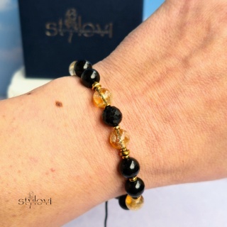 bransoletka ANTYWAMPIR ENERGETYCZNY - ochrona i bogactwo: turmalin, cytryn, hematyt
