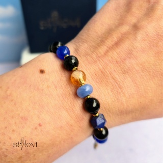 bransoletka ANTYWAMPIR ENERGETYCZNY - intuicja i świadomość: turmalin, cytryn, lapis lazuli, jadeit, hematyt