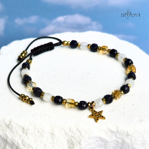 bransoletka DREAM: cytryn, kamień księżycowy, noc kairu, hematyt