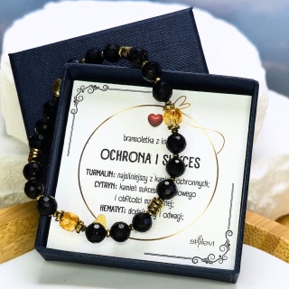 bransoletka OCHRONA I SUKCES turmalin, cytryn, hematyt