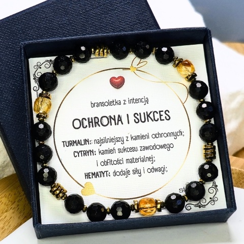 bransoletka OCHRONA I SUKCES turmalin, cytryn, hematyt
