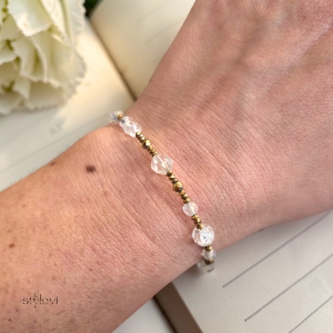 bransoletka SUN DROP: kryształ górski, hematyt