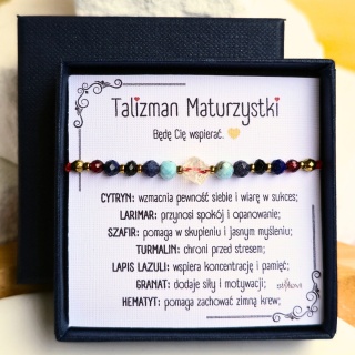 bransoletka TALIZMAN szczęścia MATURZYSTKI - Będę Cię wspierać :) cytryn, larimar, szafir, turmalin, lapis lazuli, granat