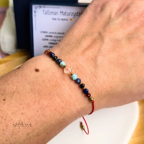 bransoletka TALIZMAN szczęścia MATURZYSTKI - Będę Cię wspierać :) cytryn, larimar, szafir, turmalin, lapis lazuli, granat