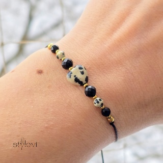 bransoletka TALIZMAN OCHRONNY - RADOŚĆ ŻYCIA turmalin, jaspis dalmatyński, hematyt