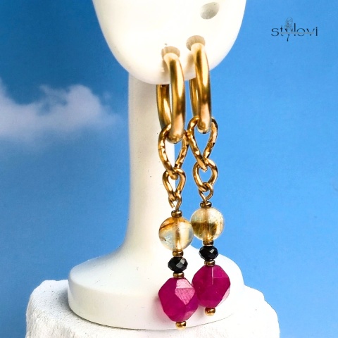 kolczyki Vivid: turmalin, cytryn, agat, hematyt