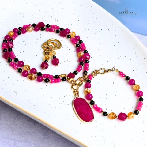 kolczyki Vivid: turmalin, cytryn, agat, hematyt