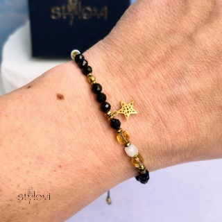 bransoletka "Życzę Ci...": turmalin, cytryn, kamień księżycowy, hematyt