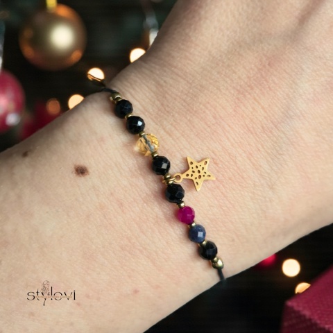 bransoletka "Życzę Ci": turmalin, cytryn, rubin, szafir, hematyt, gwiazdka