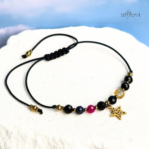 bransoletka "Życzę Ci": turmalin, cytryn, rubin, szafir, hematyt, gwiazdka