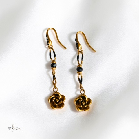 kolczyki NOIR ROSE: turmalin, róża