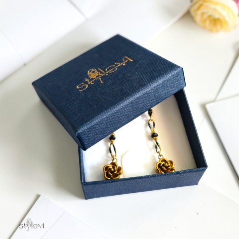 kolczyki NOIR ROSE: turmalin, róża