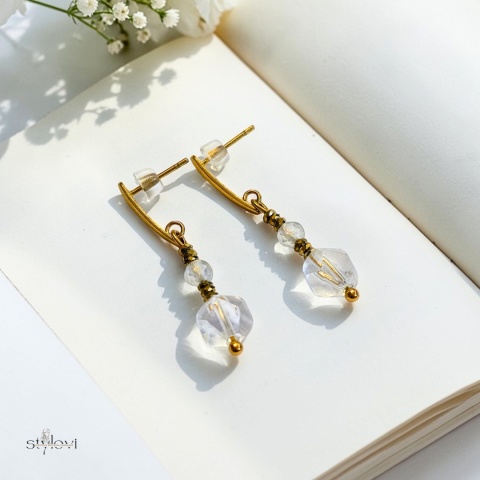 kolczyki SUN DROP: kryształ górski, hematyt