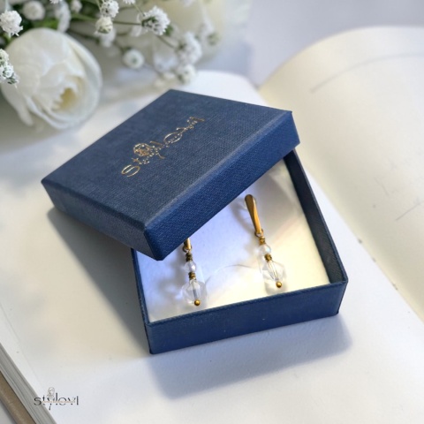 kolczyki SUN DROP: kryształ górski, hematyt