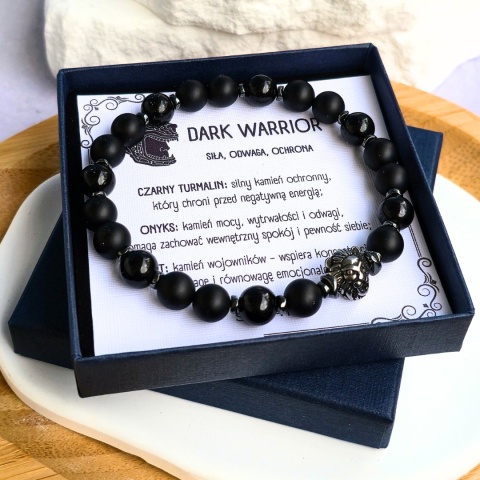 męska bransoletka DARK WARRIOR - siła, odwaga, ochrona: turmalin, onyks, hematyt