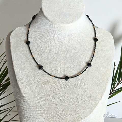 naszyjnik FELICE: turmalin, hematyt, koniczynka marokńska (42 - 47 cm)