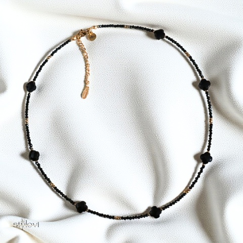 naszyjnik FELICE: turmalin, hematyt, koniczynka marokńska (42 - 47 cm)