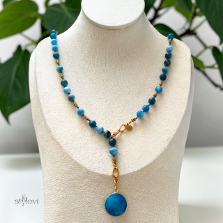 naszyjnik SERENITE: apatyt, agat, hematyt (78 cm)