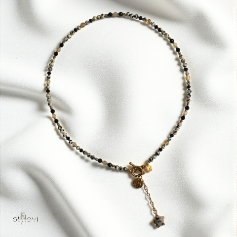 naszyjnik STELLA: jaspis dalmatyński, turmalin, cytryn, hematyt, gwiazdka