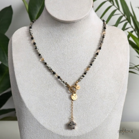 naszyjnik STELLA: jaspis dalmatyński, turmalin, cytryn, hematyt, gwiazdka