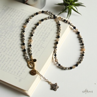 naszyjnik STELLA: jaspis dalmatyński, turmalin, cytryn, hematyt, gwiazdka