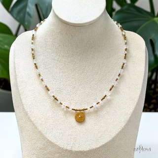 naszyjnik SUN DROP: kryształ górski, hematyt (ok. 50 - 57 cm)