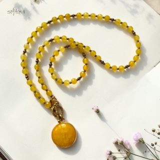 naszyjnik SUNRISE: agat, hematyt (54 cm)