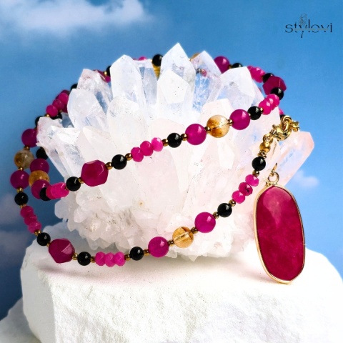 naszyjnik Vivid: turmalin, cytryn, agat, jadeit, hematyt