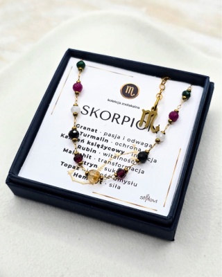 Bransoletka Zodiakalna – Skorpion ♏ - kamienie naturalne na łańcuszku