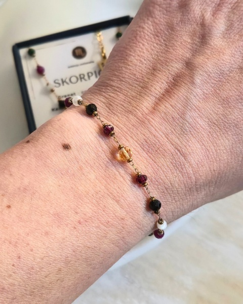 Bransoletka Zodiakalna – Skorpion ♏ - kamienie naturalne na łańcuszku