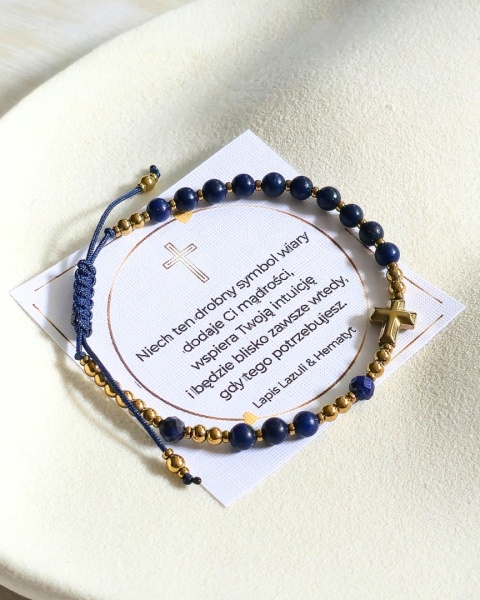 bransoletka RÓŻANIEC: lapis lazuli, hematyt