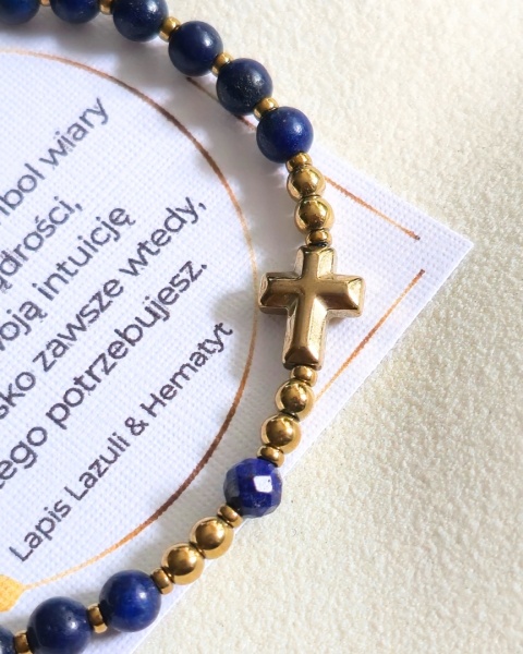 bransoletka RÓŻANIEC: lapis lazuli, hematyt