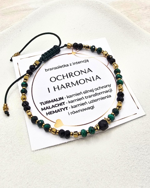 bransoletka z intencją OCHRONA I HARMONIA: czarny turmalin, malachit, hematyt