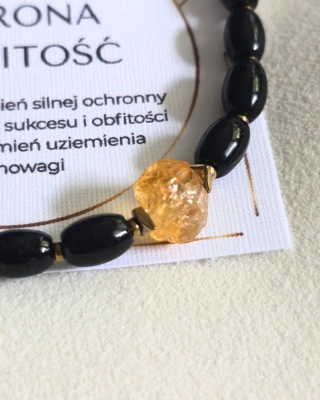 bransoletka z intencją OCHRONA I OBFITOŚĆ: czarny turmalin, cytryn, hematyt