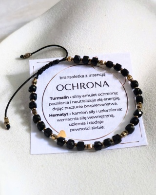 bransoletka z intencją OCHRONA: czarny turmalin, hematyt