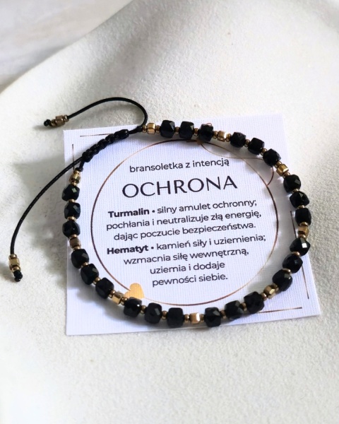 bransoletka z intencją OCHRONA: czarny turmalin, hematyt