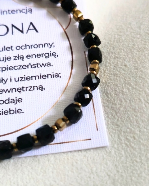 bransoletka z intencją OCHRONA: czarny turmalin, hematyt