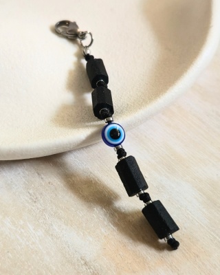 brelok AMULET OCHRONNY - do kluczy, torebki, plecaka: turmalin, oko proroka (s)