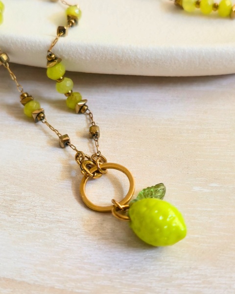 naszyjnik regulowany LIMONKA: jadeit, hematyt (ok. 53-54 cm)